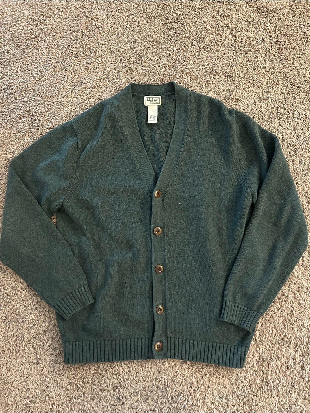 Vintage LL Bean men’s cardigan forest green sweater size medium regular